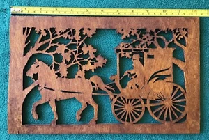 Wood Scroll Amish Horse Carriage Buggy Wall Decor Artwork 1/4” Plywood - Picture 1 of 3