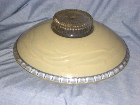 ANTIQUE 1940'S CEILING LIGHT GLOBE, SHADE - CREAM FROSTED GLASS WITH LEAF DESIGN Cover