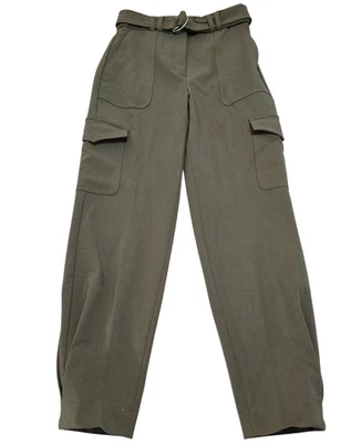 Express Womens Olive Green Super High Waisted Belted Cargo Pants Size 2R NWT - Image 1 of 4