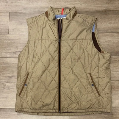 Tommy Bahama Quilted Full Zip Snap Vest Pockets Nylon Tan Men's Size XXL - Image 1 of 4