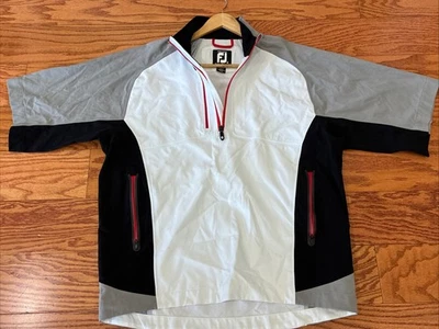 Footjoy Dryjoys Tour XP Hydrolite Jacket M BLACK White Red Rain Shirt Golf - Image 1 of 4