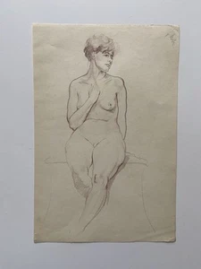 Antique / Vintage original Female Nude Figure Pastel Drawing Still Life Drawing - Picture 1 of 5