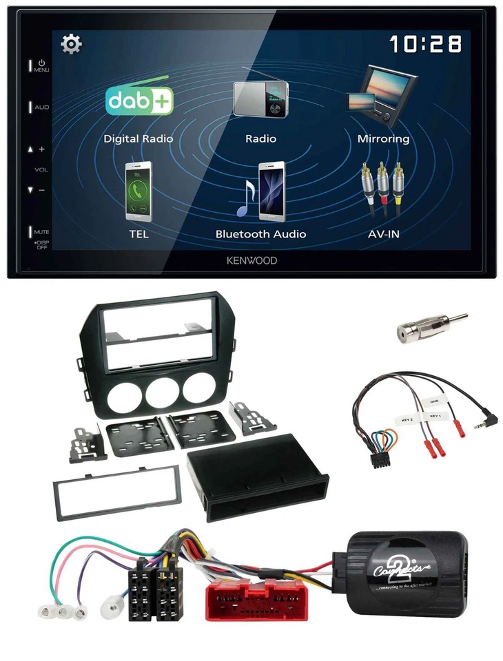 Kenwood 2DIN Bluetooth Lenkrad USB DAB Autoradio für Mazda MX 5 NC 09-15 schwarz - Bild 1 von 4