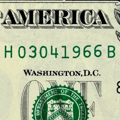 March 4th 1966 3rd April Dollar Bill Uncirculated Birthday Note $1 Fancy Serial - Image 1 of 4