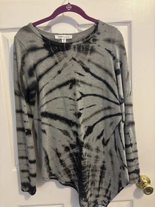 Karen Kane Asymmetrical Zebra Print Burnout Top Black XS - Picture 1 of 6