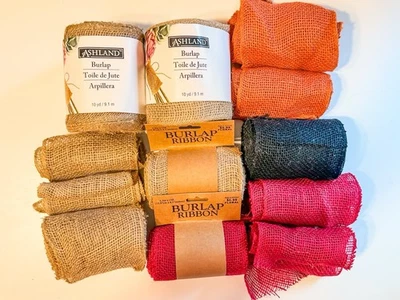 Lot of Natural Burlap Ribbon Rolls Mesh for DIY Crafts - Image 1 of 4