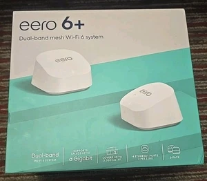 eero 6+ plus 2-PACK Dual-band mesh Wi-Fi 6 system Works W/Amazon Alexa - Picture 1 of 7