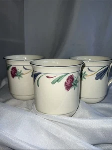 3 - Lenox Poppies on Blue Mugs, 3 3/4", Chinastone, Made in USA, Microwave-safe - Picture 1 of 5