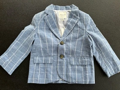 Blazer Janie & Jack Tattersall Lino Algodón Azul Cadete Talla 2T Nuevo con Etiquetas Foto 1 de 4