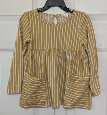 Little Girls Size 6 Long Sleeve Striped Shirt Empire Waist and Pockets - Image 1 of 4