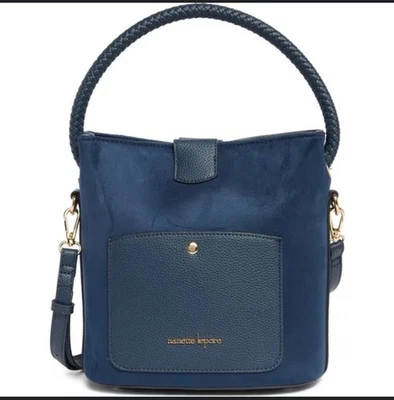 Bolso Bandolera Nanette Lepore Vegano Cuero Y Gamuza Asa Tejida En Azul Marino Foto 1 de 4