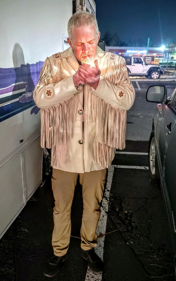 Genuine Scully Fancy Fringe Leather Jacket 48M Beige Gunslinger Pro Poker Coat - Image 1 of 3