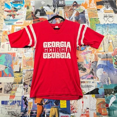 Camiseta estilo camiseta de fútbol americano vintage años 80 Georgia Bulldogs roja mediana Foto 1 de 4