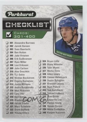 2016-17 Upper Deck Parkhurst Checklist Checklist Auston Matthews #400 Rookie RC - Image 1 of 2