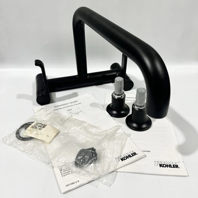 Kohler Torq K-6127-4-BL Wall Mounted Bridge Farm Kitchen Faucet Matte Black - Image 1 of 4