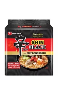 Shin Ramen Black Instant Noodles Soup, 4 Pack Korean Spicy Flavor, Family Pack - Picture 1 of 3