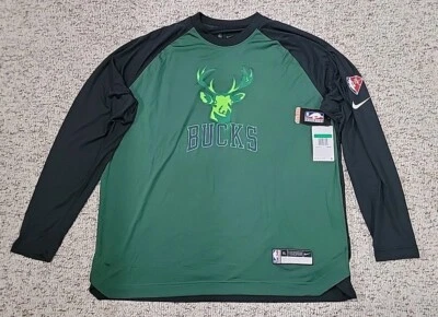 Nike Milwaukee Bucks NBA Team Issue Long Sleeve Shirt DA8552-323 Mens Size XL - Image 1 of 4
