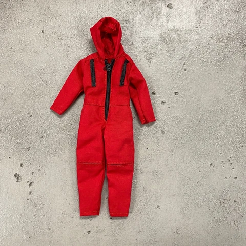 KC-PP-WST: 1/12 Red Hooded Jumpsuit for 6" Muscular to slim action figure body Cover