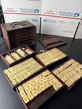 Antique Chinese Mahjong Set in Cabinet 137 Tiles Bamboo/Bone - Early 1900's