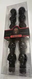 10" Halloween Tapers Candle Black Skulls Sealed NIP NEW Unused Decor of the Dead - Picture 1 of 7