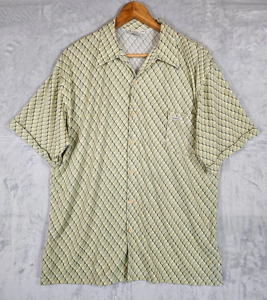 Camisa Polo Vintage Freshjive Para Hombres XL Verde Geométrica Y2K Retro RARA Hecha en EE. UU. Foto 1 de 4
