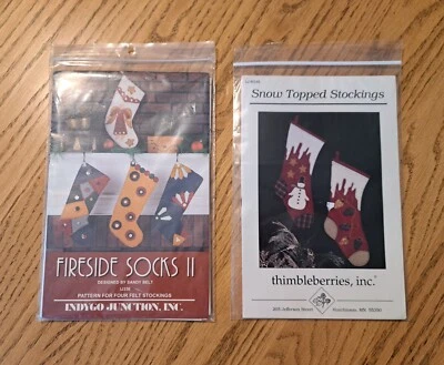 Fireside Socks II Christmas stocking decor felt wool  pattern - Image 1 of 4