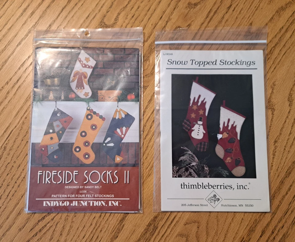 Fireside Socks II Christmas stocking decor felt wool  pattern - Image 1 of 4