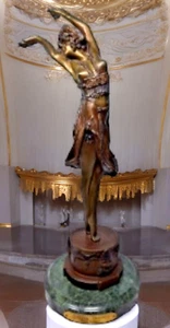 Art Deco schwankende Tänzerin von Claire Colinet Bronzeskulptur 1920er signiert 18" - Bild 1 von 22