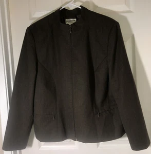 Pendleton Mock Neck Brown Lined Zip Blazer Jacket 100% Virgin Wool Size 16W - Picture 1 of 13