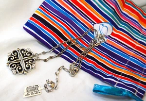 NWT Brighton Alcazar Heart Transformer Silver & Crystal Pendent ,Collar Necklace - Picture 1 of 7