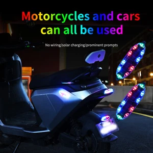 Solar LED Warning Light for Motorcycles, Bikes, Cars - Red/Blue Flashing Light - Bild 1 von 13