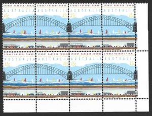 Australia #1296c 1992 Sydney Harbor Bridge and Tunnel pairs MNH blocks of 4 - Picture 1 of 2