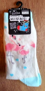 NUEVO Wunuvakind Divertidos Calcetines Adulto Unisex "Rosa Flamenco" Talla Única Se Adapta a la mayoría - Imagen 1 de 2
