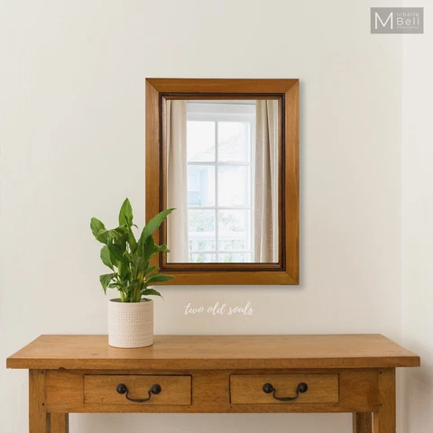 Vintage Two Toned Wood Mirror Ready To Hang Cover