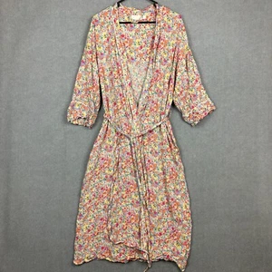 White Romance Robe Womens S/M Colourful Pure Viscose Open Tie Waist Long - Picture 1 of 8