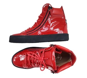$1095 Designer GIUSEPPE ZANOTTI Men's High Top Shinny Red Not Yeezy Sneakers - Picture 1 of 9