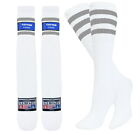 8 Pair Men's Tube Socks Old School Cotton Gray Stripe 22 Inches Long Socks