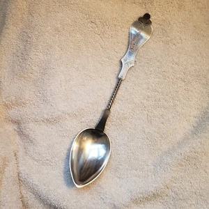 DUHME & Co Coin Silver PLATTER STUFFING SPOON Twist Handle 12.5" Engraved Name - Picture 1 of 17