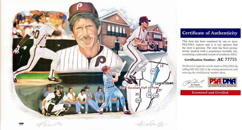 Mike Schmidt Signed Phillies 16x20 Inch LE Lithograph Print Photo * PSA/DNA COA - Image 1 of 1