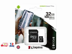 Carte MicroSD Mémoire Flash Kingston SDCS2 32GB C10 A1 100MB/s Canvas Select + - Zdjęcie 1 z 3