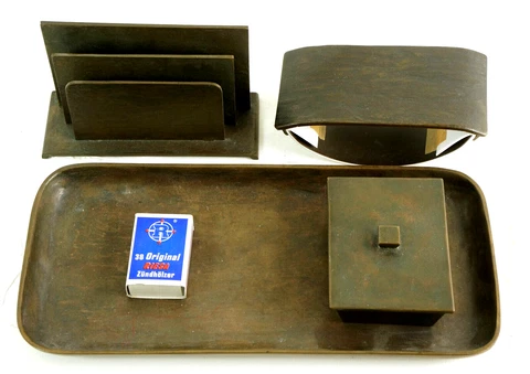Rare Art Deco Bronze Desk Set, 4-teilig, Marked :" Bmk " . (2N06) Cover