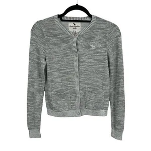 Abercrombie Kids Gray Cotton Blend Long Sleeve Button Up Cardigan Girls 13/14 - Picture 1 of 6
