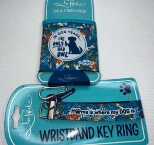 BRAND NEW LISA POLLOCK "IN DOG YEARS" STUBBY HUGGER HOLDER & KEY RING SET - Picture 1 of 4