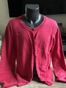 Talbot’s Pima Cotton Button-up Cardigan Sweater Women’s Sz XL Long Sleeve Red - Picture 1 of 5