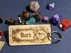 DND Bard Class Handmade Wood 2 Sided Gaming Tabletop RPG Keychain Gift Role 5e