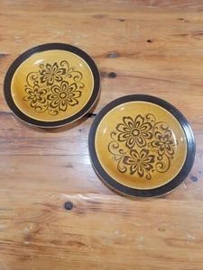 Vintage Decostone Andre Ponche Gold Glade 10" Dinner Plates ~ Set Of 2 - Picture 1 of 7