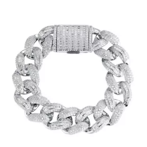 Mens 925 Sterling Silver Iced Miami Cuban Link Chain Hip Hop Bracelet Heavy 18mm - Picture 1 of 7