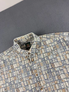 McGregor Shirt Men's L Brown Hawaiian Aztec Geometric AOP Vintage Dad Tikki - Picture 1 of 15