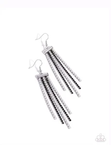 Tapered Team schwarze Ohrringe baumelnder Modeschmuck Paparazzi - Bild 1 von 2