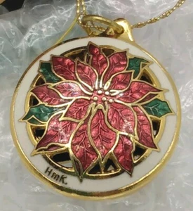 Hallmark Keepsake Precious Edition Cloisonne Poinsettia 1 Inch Ornament 1990 - Picture 1 of 4